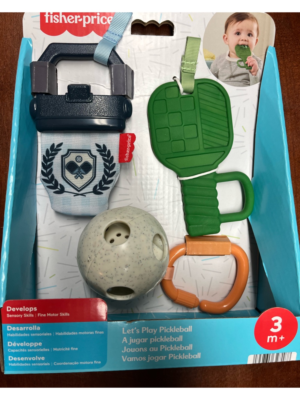 Fisher-Price Pickleball Playset Teether & Rattle - Green, Orange, Blue, Cream